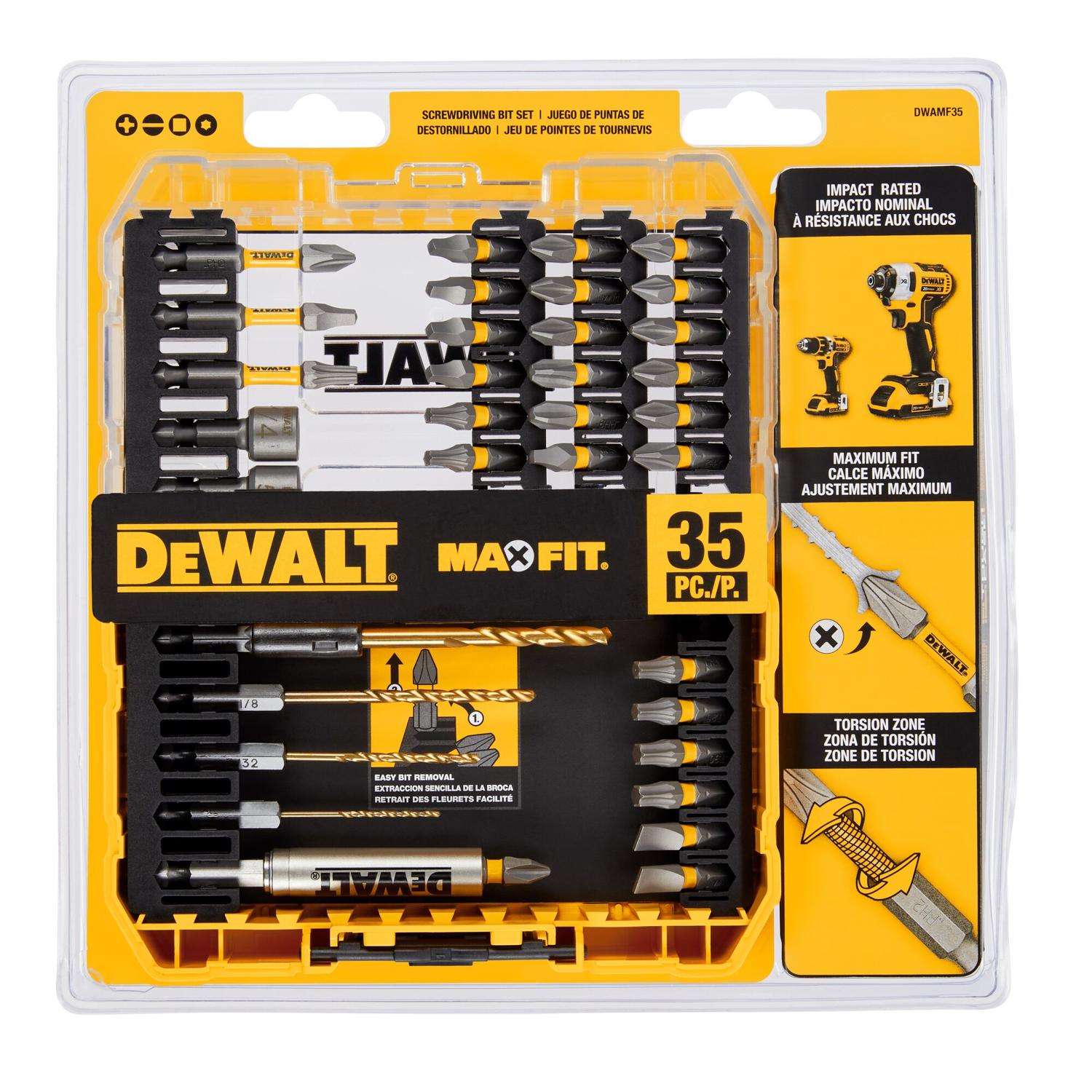 DeWalt Max Fit Assorted Screwdriving Bit Set S2 Tool Steel 35 pc Ace