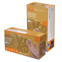 X3 Vinyl Disposable Gloves Large Clear Powder Free 100 pk