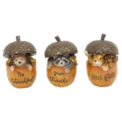 Gerson 5 in. Harvest Forest Critters in Acorns Fall Decor