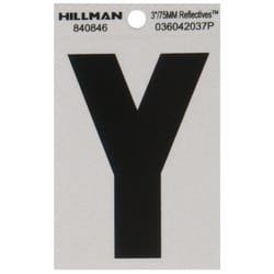 HILLMAN 3 in. Reflective Black Vinyl Self-Adhesive Letter Y 1 pc