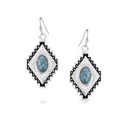 Montana Silversmiths Women's Diamond of the West Turquoise Silver Earrings Water Resistant