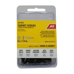 Ace No. 6 X 1-1/4 in. L Phillips Black Phosphate Coarse Cabinet Screws 50 pk