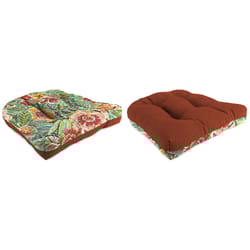 Jordan Manufacturing Brown Happy Blooms Polyester Wicker Seat Cushion 4 in. H X 18 in. W X 18 in. L