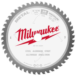 Milwaukee 7-1/4 in. D X 20 mm Carbide Tipped Circular Saw Blade 48 teeth 1 pk