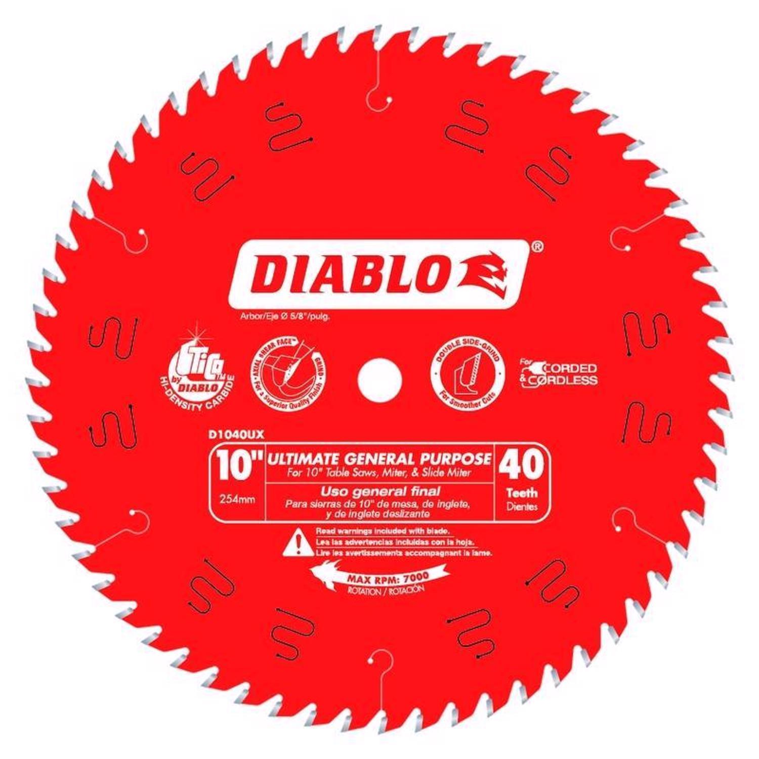 Diablo Ultimate GP 10 in. D X 5/8 in. TiCo Hi-Density Carbide Circular Saw Blade 40 teeth 1 pk Uae Electronic uaeelectronic.com