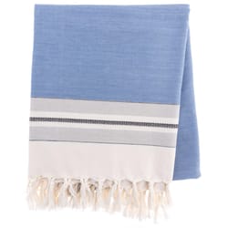 Karma 60 in. W X 50 in. L Periwinkle Cotton Beach Throw Blanket