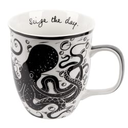 Karma Boho Black/White Ceramic Octopus Mug 3.7 in. D 1 pk