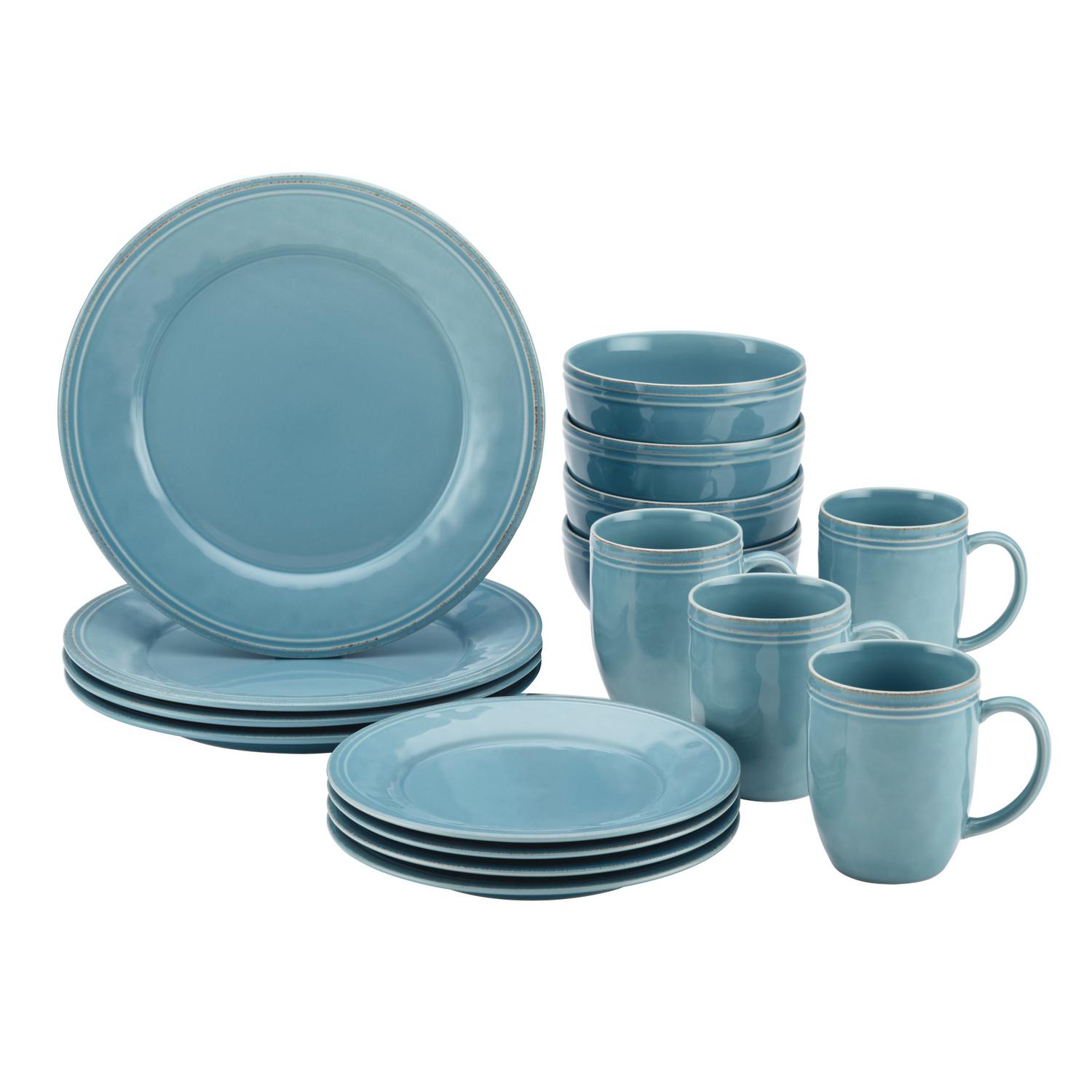 Rachael Ray Blue Stoneware Cucina Dinnerware Set 16 pc Sansujyuku sansujyuku.com