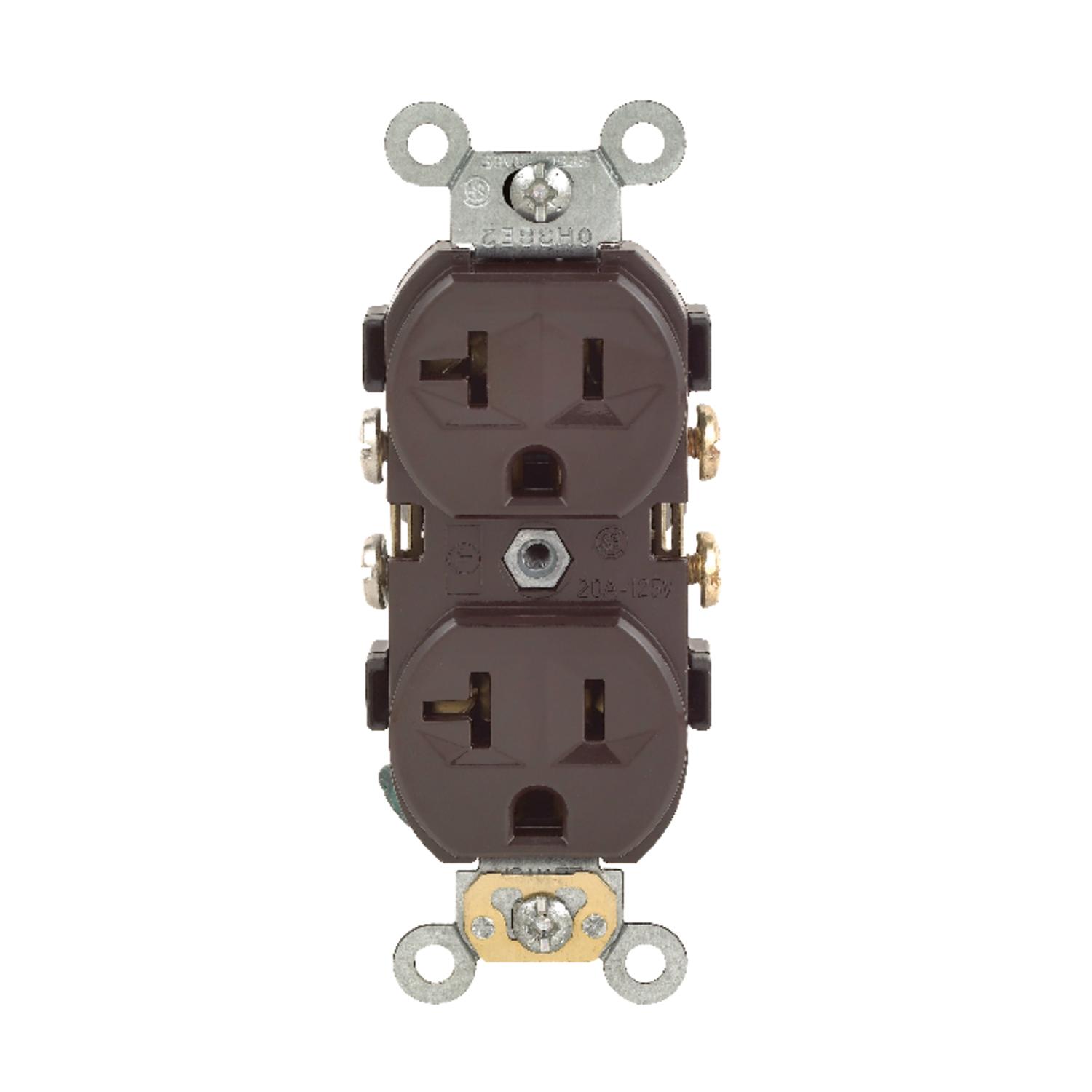 Leviton 20 amps 125 V Brown Outlet 5-20R 1 pk - 0CR20-00S - Electrical Switches  sku 0CR20-00S