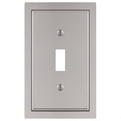 Amerelle Shaker Satin Nickel Gray 1 gang Zinc Toggle Wall Plate 1 pk