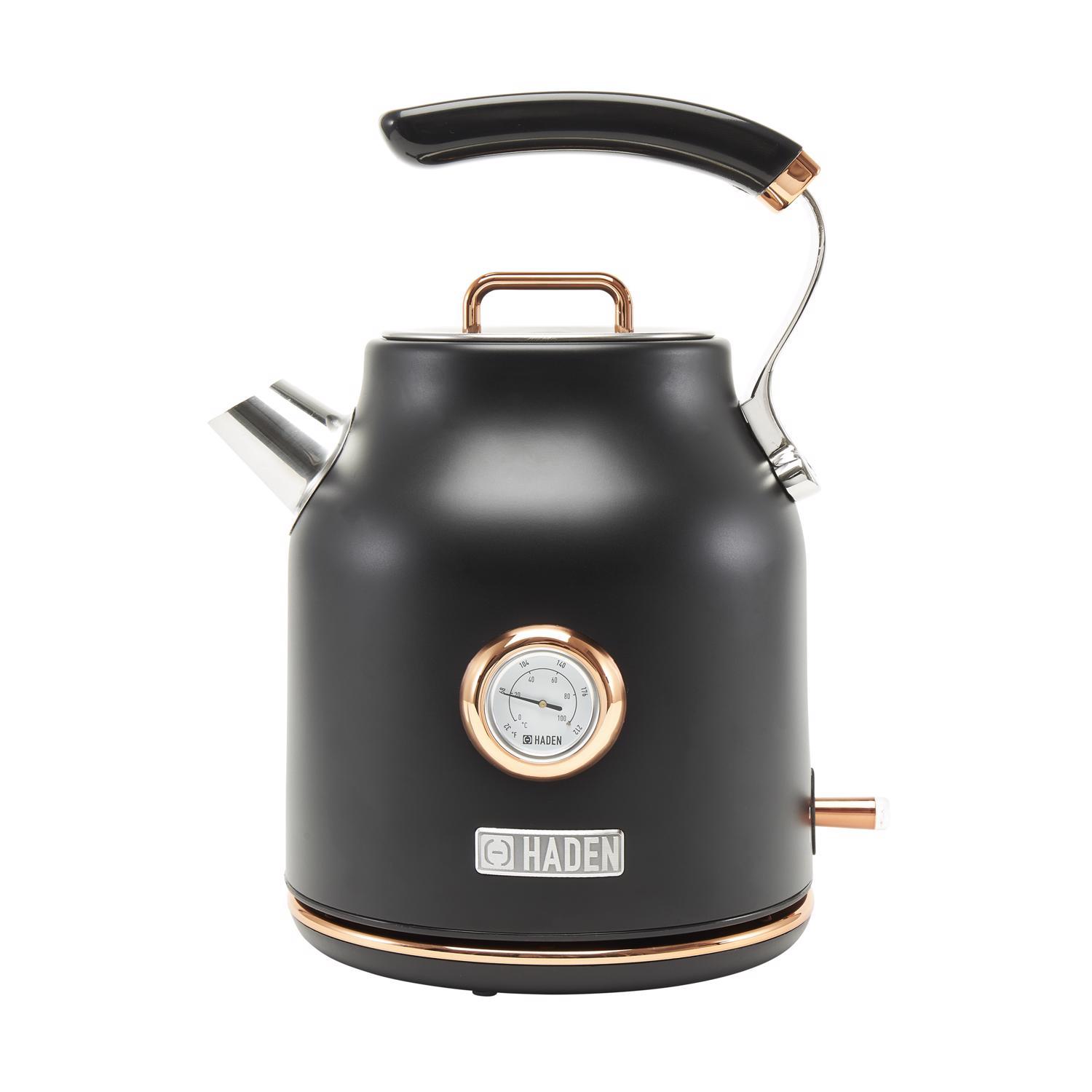 Haden Black Retro Stainless Steel 1.7 L Electric Tea Kettle Sansujyuku sansujyuku.com