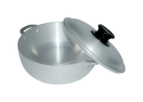 Aluminum Kitchen Caldero Pot With Lid 4.6 Quart, Silver