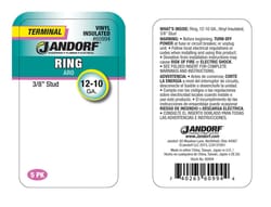 Jandorf 12-10 Ga. Insulated Wire Terminal Ring Yellow 5 pk