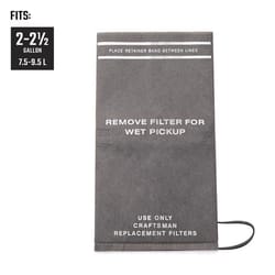 Craftsman Wet/Dry Vac Filter Bag 2.5 gal 3 pc