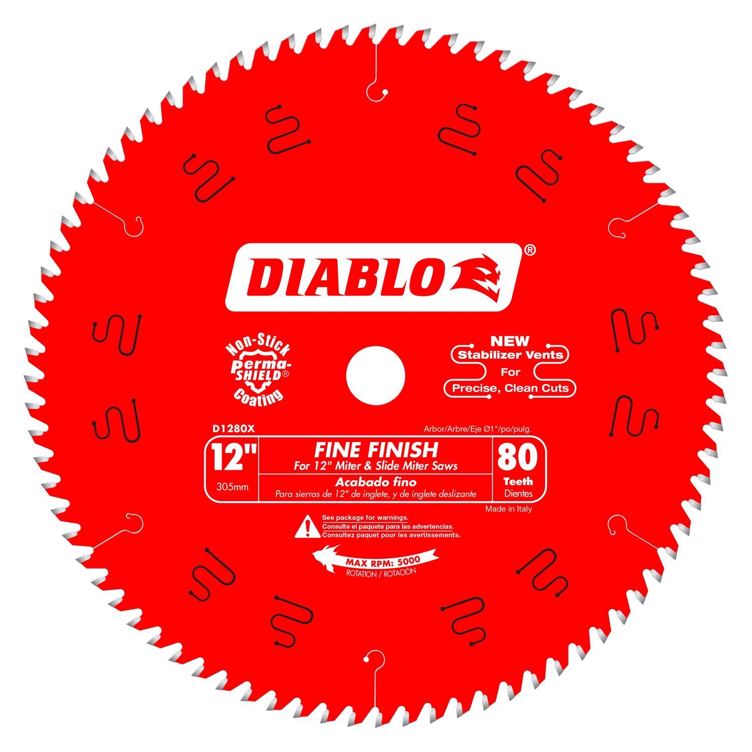 Photos - Power Tool Accessory Diablo 12 in. D X 1 in. TiCo Hi-Density Carbide Finishing Saw Blade 80 teeth 1 pk D1280X 