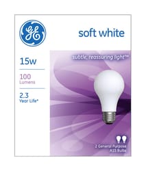 GE 15 W A15 A-Line Incandescent Bulb E26 (Medium) Soft White 2 pk