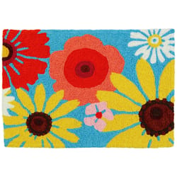 Jellybean 20 in. W X 30 in. L Multi-Color Zinnias and Daisies Polyester Accent Rug