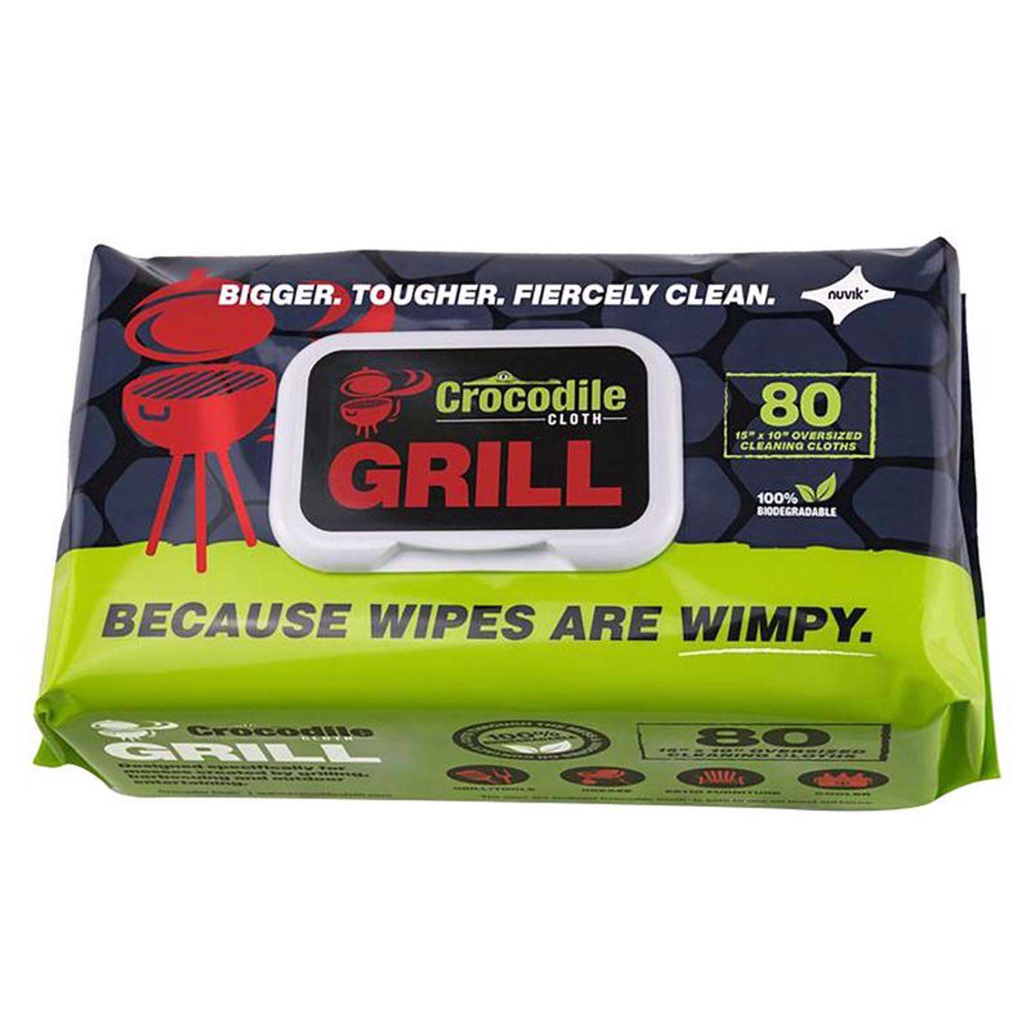 Crocodile Cloth Grill Wipes 80 wipes 3.5 in. H X 15 in. L X 10 in. W 1