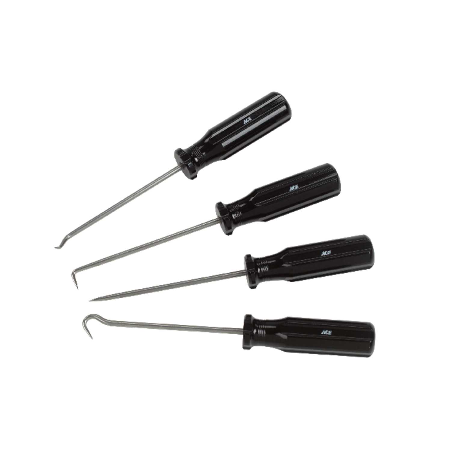 Ace 3.14 in. Stainless Steel Hook and Pick Set 0.12 in. W 4 pc. Black