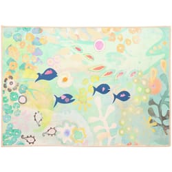 Olivia's Home 22 in. W X 32 in. L Multicolored Little Blue Fish Polyester Accent Rug