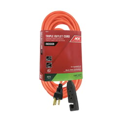 Ace Indoor 25 ft. L Orange Triple Outlet Cord 16/3 SJT