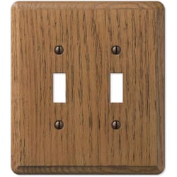 Amerelle Contemporary Medium Brown 2 gang Oak Wood Toggle Wall Plate 1 pk