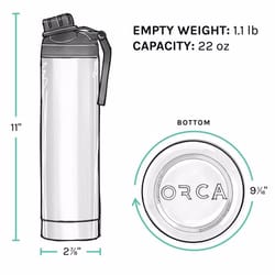 ORCA 22 oz Seafoam/Gray BPA Free Hydration Bottle W/Smart Lid