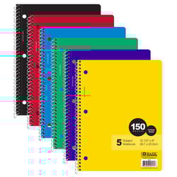 Bazic Products 10-1/2 in. W X 8 in. L College Ruled Side-Spiral Assorted Notebook