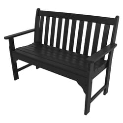 Ivy Terrace Black Resin Traditional Garden Bench 35.25 in. H X 24 in. L X 48.5 in. D