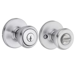 Kwikset SmartKey Tylo Smart Key Satin Chrome Entry Knobs 1-3/4 in.