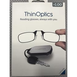 ThinOptics Always With You Black Reading Glasses w/Keychain Case +1.00