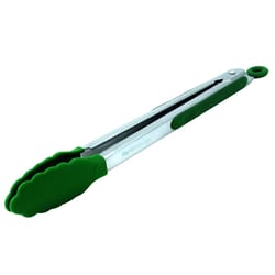 Big Green Egg Silicone/Stainless Steel Green/Silver Grill Tongs 1 pc