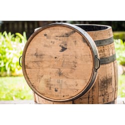 Real Wood Products Jack Daniels 35 in. H X 26 in. W X 26 in. D Oak Whiskey Barrel Barrel Brown