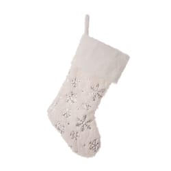 Glitzhome White Snowflake Christmas Stocking 11.02 in.