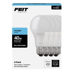 Feit A19 E26 (Medium) LED Bulb Daylight 40 Watt Equivalence 4 pk