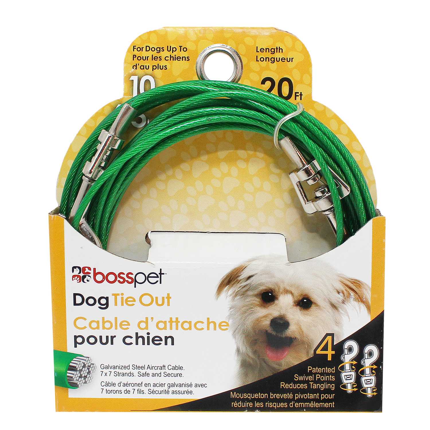 Boss Pet PDQ Green / Silver Vinyl Coated Cable Dog Tie Out Small Ace