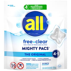 All Mighty Pacs Free & Clear Scent Laundry Detergent Pod 25.8 oz 39 pk