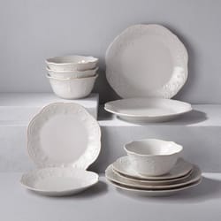 Lenox 20 oz Gray Stoneware French Perle Dinnerware Set 12 pc