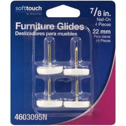 Softtouch Beige 7/8 in. Nail-On Plastic Chair Glide Set 4 pk