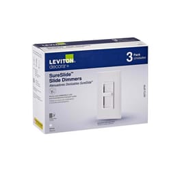 Leviton Decora SureSlide White 600 W Slide Dimmer Switch 3 pk