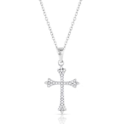 Montana Silversmiths Women's Ethereal Crystal Cross Silver Necklace Brass Water Resistant