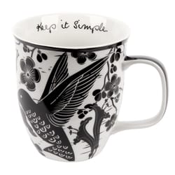 Karma Boho Black/White Ceramic Humming Bird Mug 3.7 in. D 1 pk