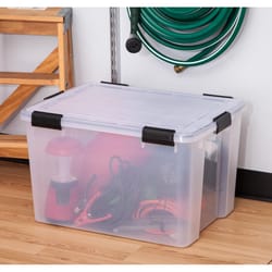 Homz Latching 112 qt Black/Clear Storage Tote 18.25 in. H X 16 in. W X  28.75 in. D Stackable - Ace Hardware
