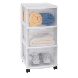 Sterilite 5.4 cu ft Clear/White Drawer Organizer 25-5/8 in. H X 12-5/8 in. W X 14-1/2 in. D Stackabl