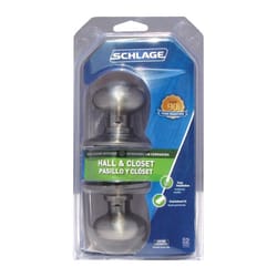 Schlage Plymouth Satin Nickel Passage Lockset 1-3/4 in.