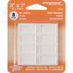 Shepherd Hardware Vinyl Self Adhesive Bumper Pad Clear Rectangle 1/2 in. W X 1 in. L 8 pk
