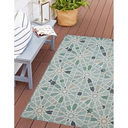 Linon Home Decor Gourley 3 ft. W X 5 ft. L Green/Ivory Mosaic Polyester Accent Rug