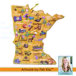 Totally Bamboo Fish Kiss 11.75 in. L X 13.25 in. W X 0.63 in. Bamboo Minnesota Serving & Cutting Boa
