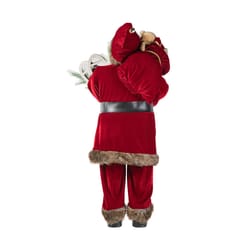 Glitzhome Multicolored Faux Fur Christmas Traditional Santa Figurine 36 in.