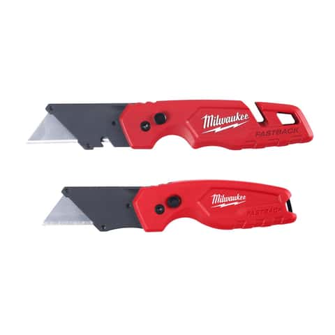 Milwaukee Fastback 6.87 in. Press and Flip Folding Utility Knife Set Red 2  pk - Ace Hardware